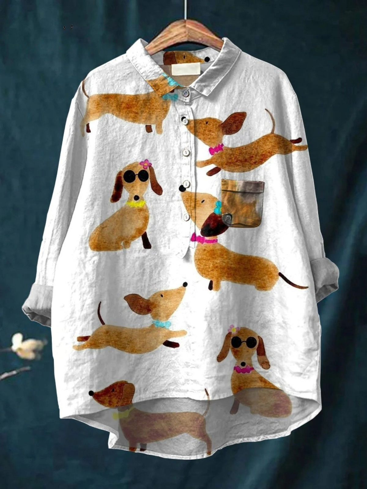 Teresa | Blusa informal con estampado artístico de perros