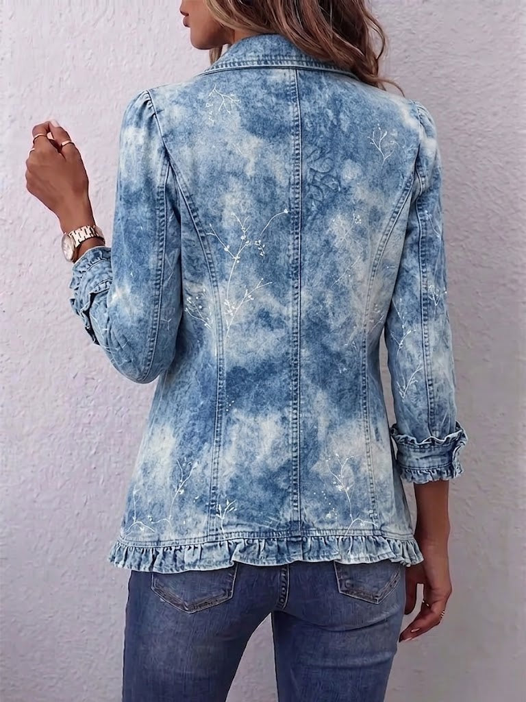 Tomasa | Chaqueta bohemia con volantes y estampado botánico degradado