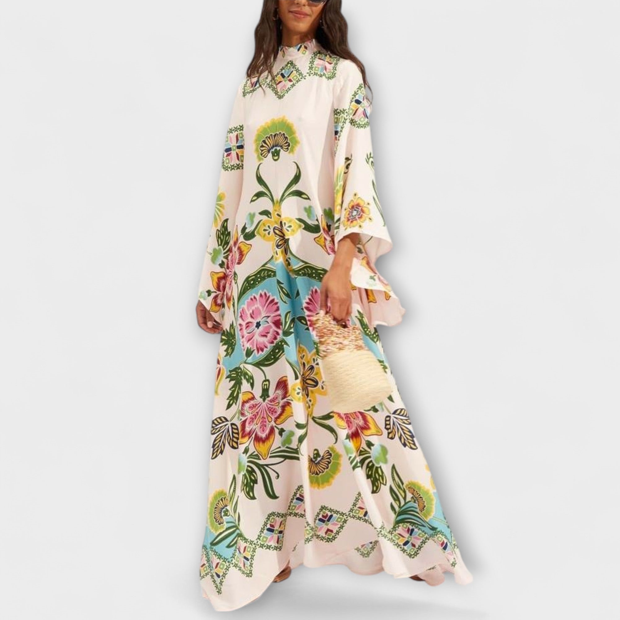 Trinidad | Vestido largo elegante con estampado floral y corte fluido