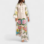 Trinidad | Vestido largo elegante con estampado floral y corte fluido