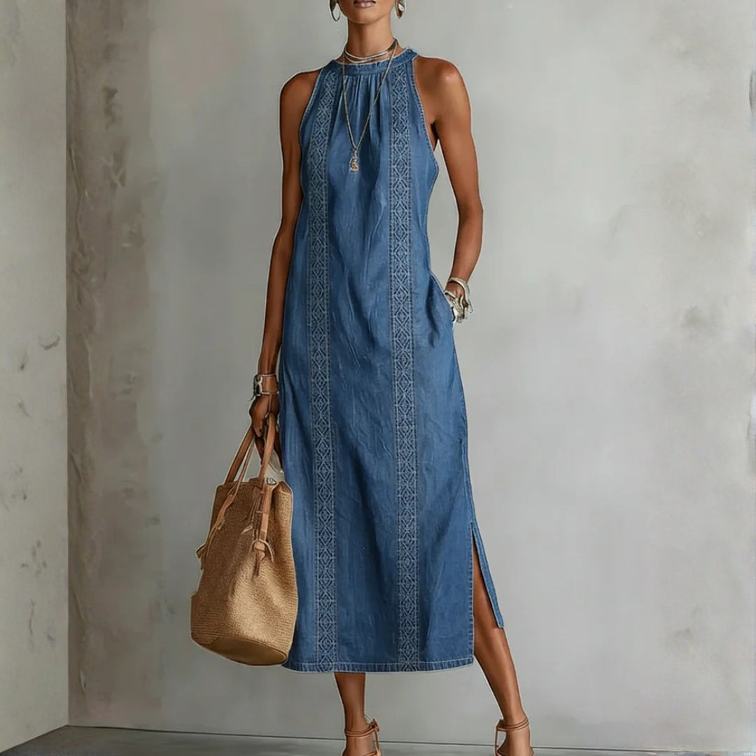 Úrsula | Vestido de denim con encaje retro