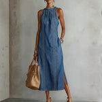 Úrsula | Vestido de denim con encaje retro