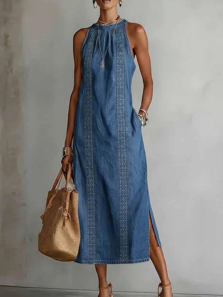 Úrsula | Vestido de denim con encaje retro