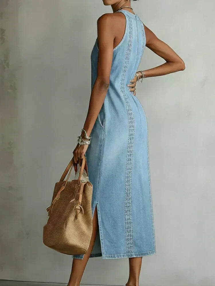 Úrsula | Vestido de denim con encaje retro
