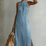 Úrsula | Vestido de denim con encaje retro