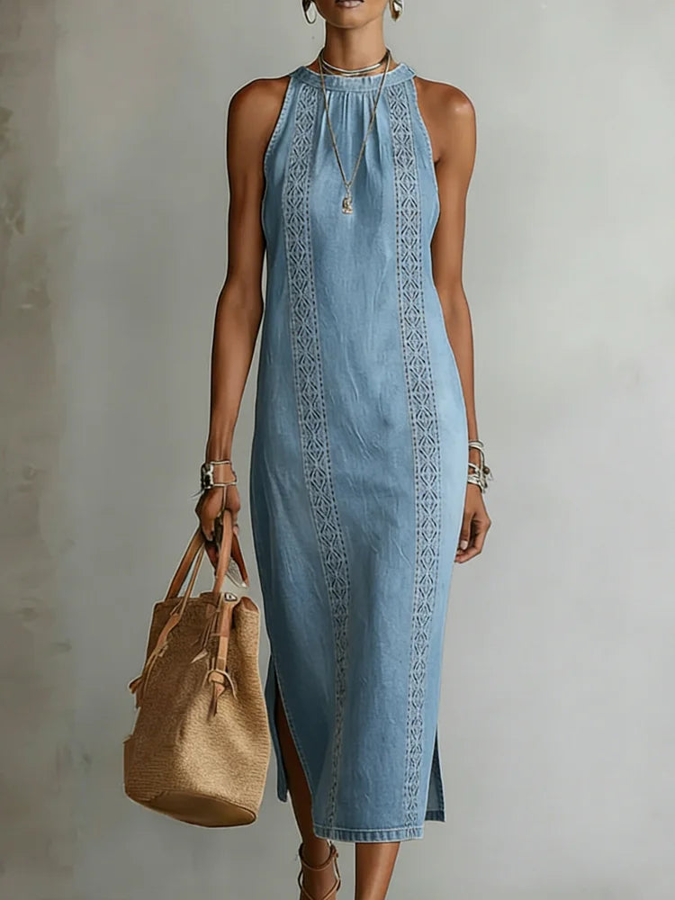 Úrsula | Vestido de denim con encaje retro