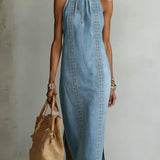 Úrsula | Vestido de denim con encaje retro
