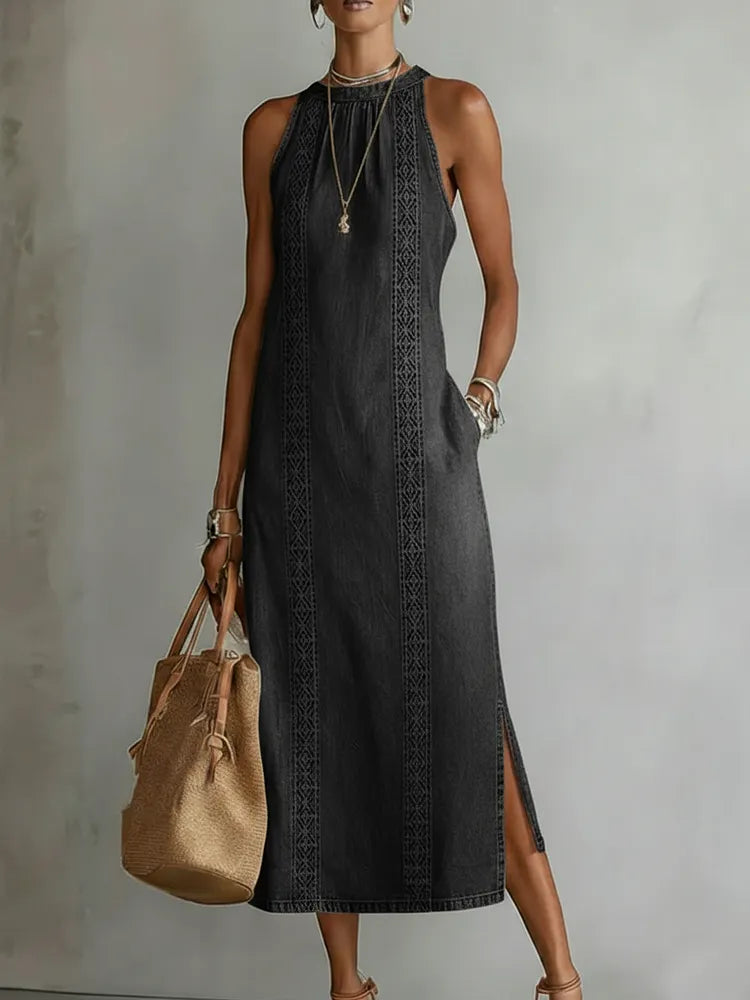 Úrsula | Vestido de denim con encaje retro