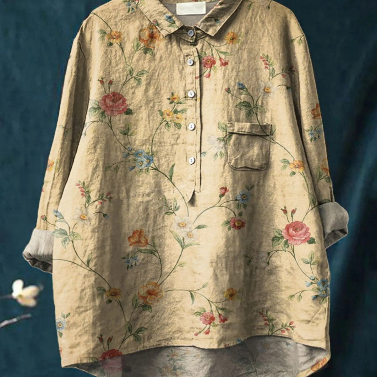 Uxía | Blusa informal de mujer vintage con estampado floral