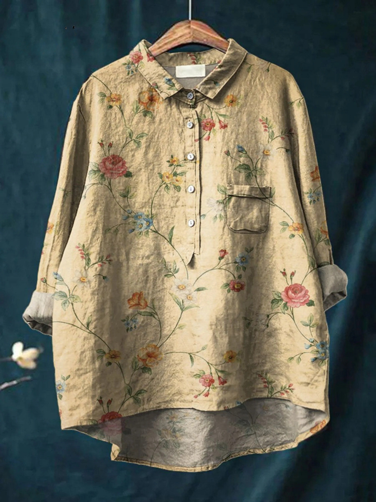 Uxía | Blusa informal de mujer vintage con estampado floral