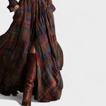 Vega | Vestido largo con cinturón y estampado tartán