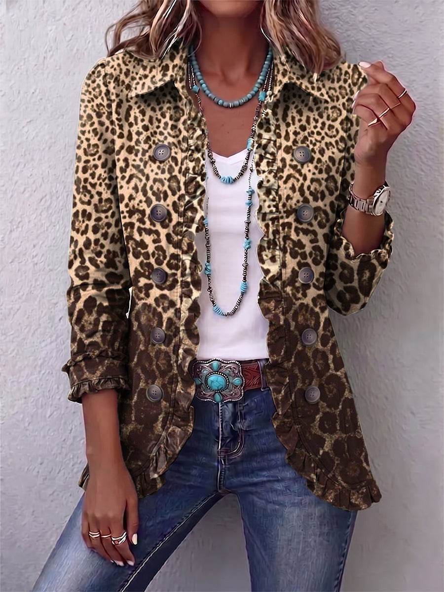 Verónica | Chaqueta con volantes y estampado de leopardo