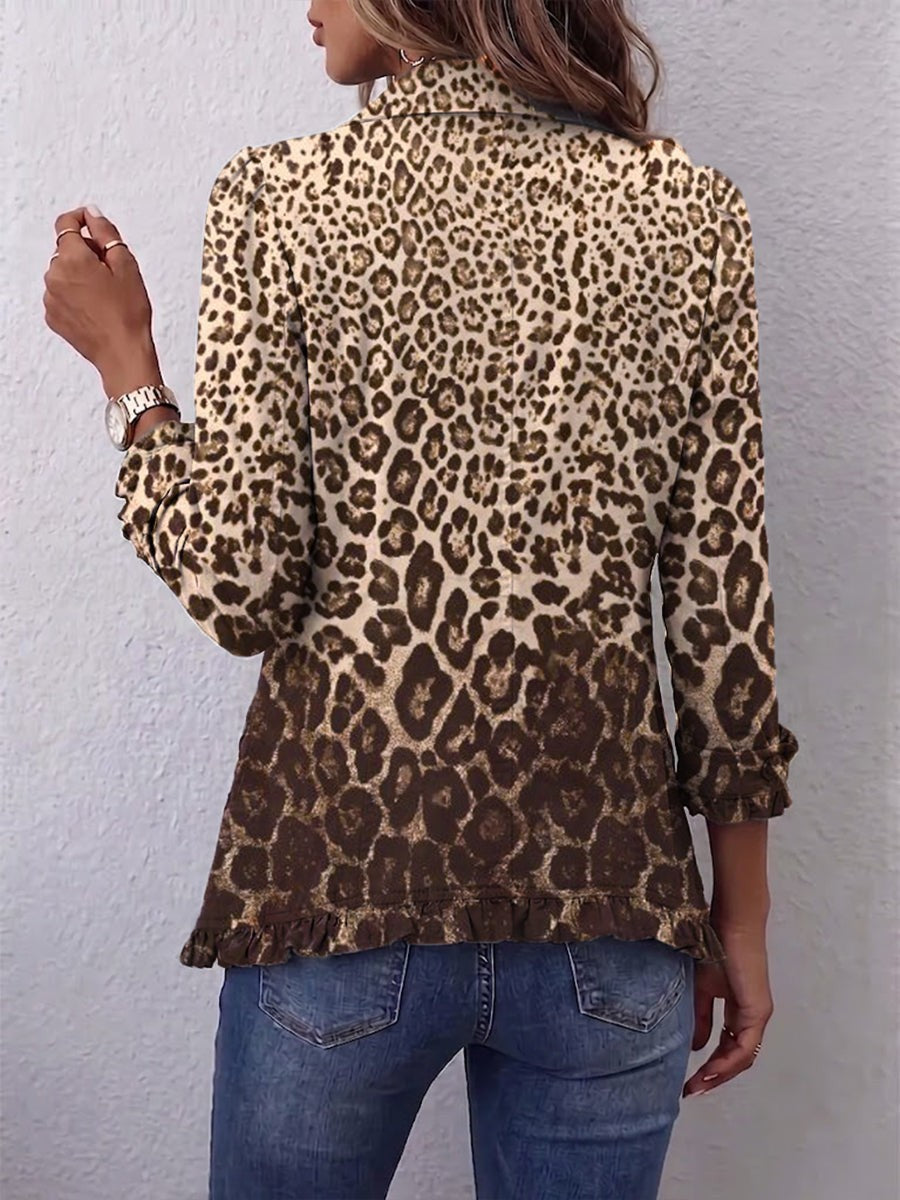 Verónica | Chaqueta con volantes y estampado de leopardo