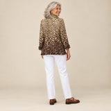 Verónica | Chaqueta con volantes y estampado de leopardo, vista de espaldas