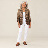 Verónica | Chaqueta con volantes y estampado de leopardo, vista de frente