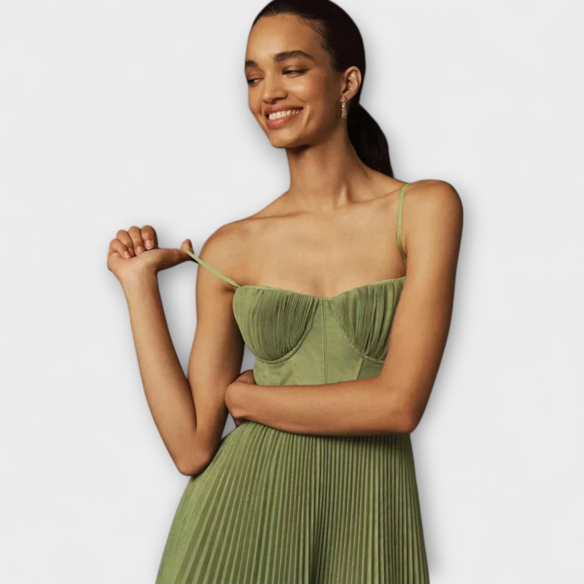 Verónica | Vestido midi de tul con cuerpo bustier