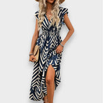 Vicenta | Vestido con estampado integral y cintura fruncida