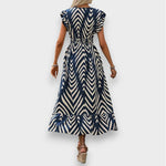 Vicenta | Vestido con estampado integral y cintura fruncida