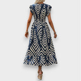 Vicenta | Vestido con estampado integral y cintura fruncida