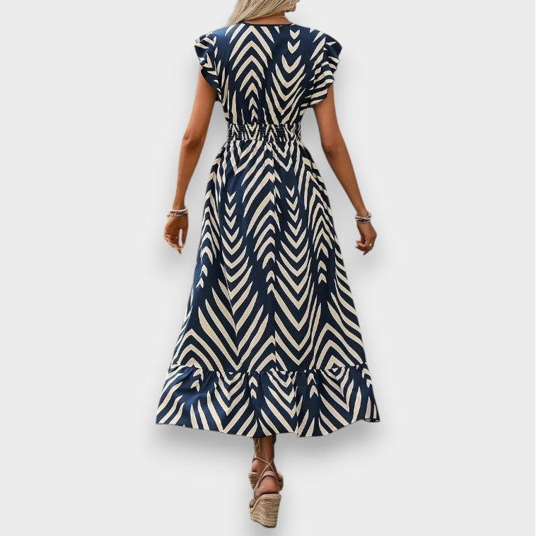 Vicenta | Vestido con estampado integral y cintura fruncida