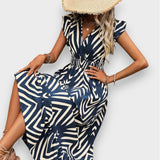 Vicenta | Vestido con estampado integral y cintura fruncida