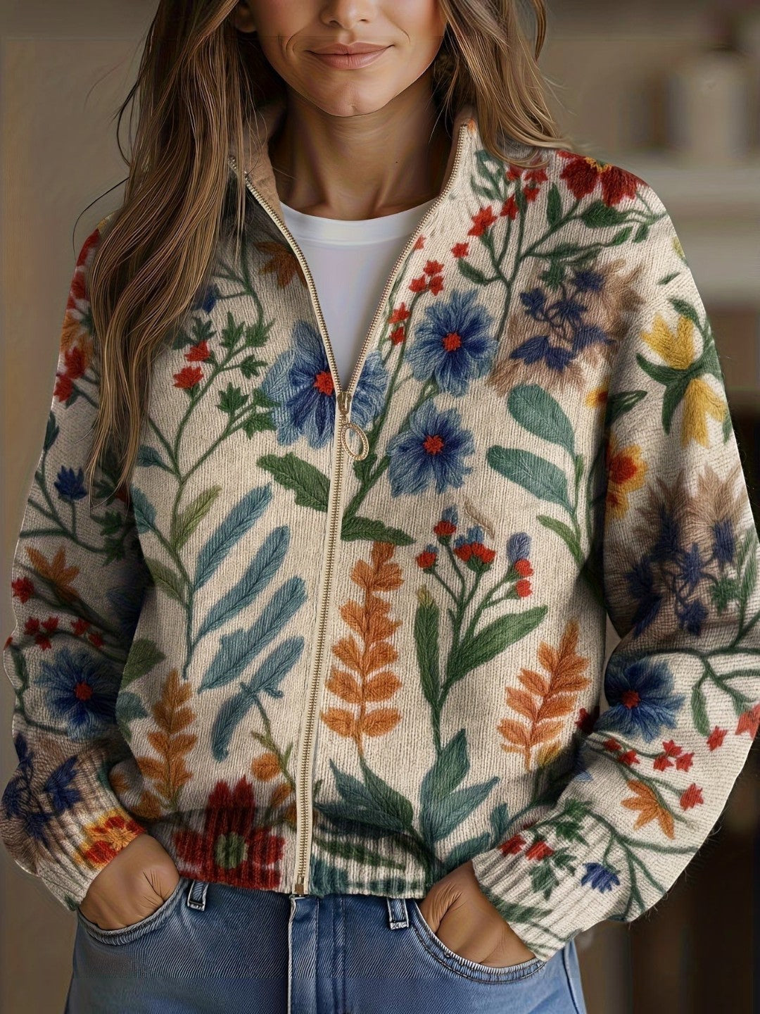 Xiana | Cárdigan con estampado floral botánico
