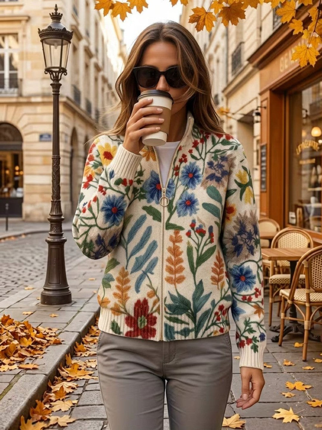 Xiana | Cárdigan con estampado floral botánico