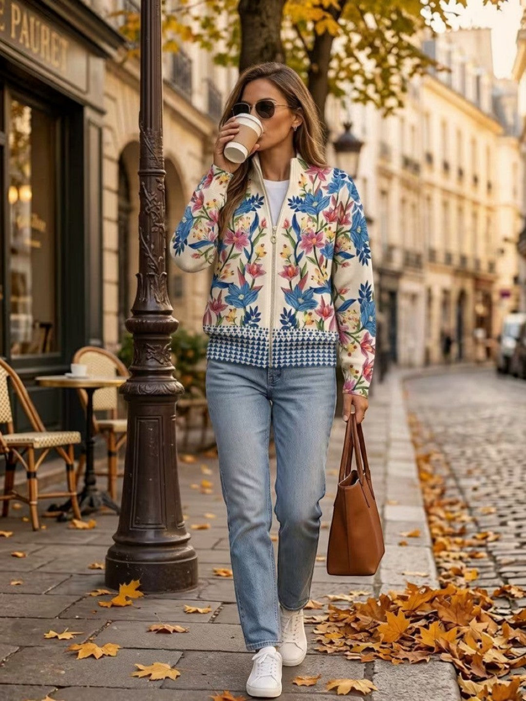 Xiana | Cárdigan con estampado floral botánico