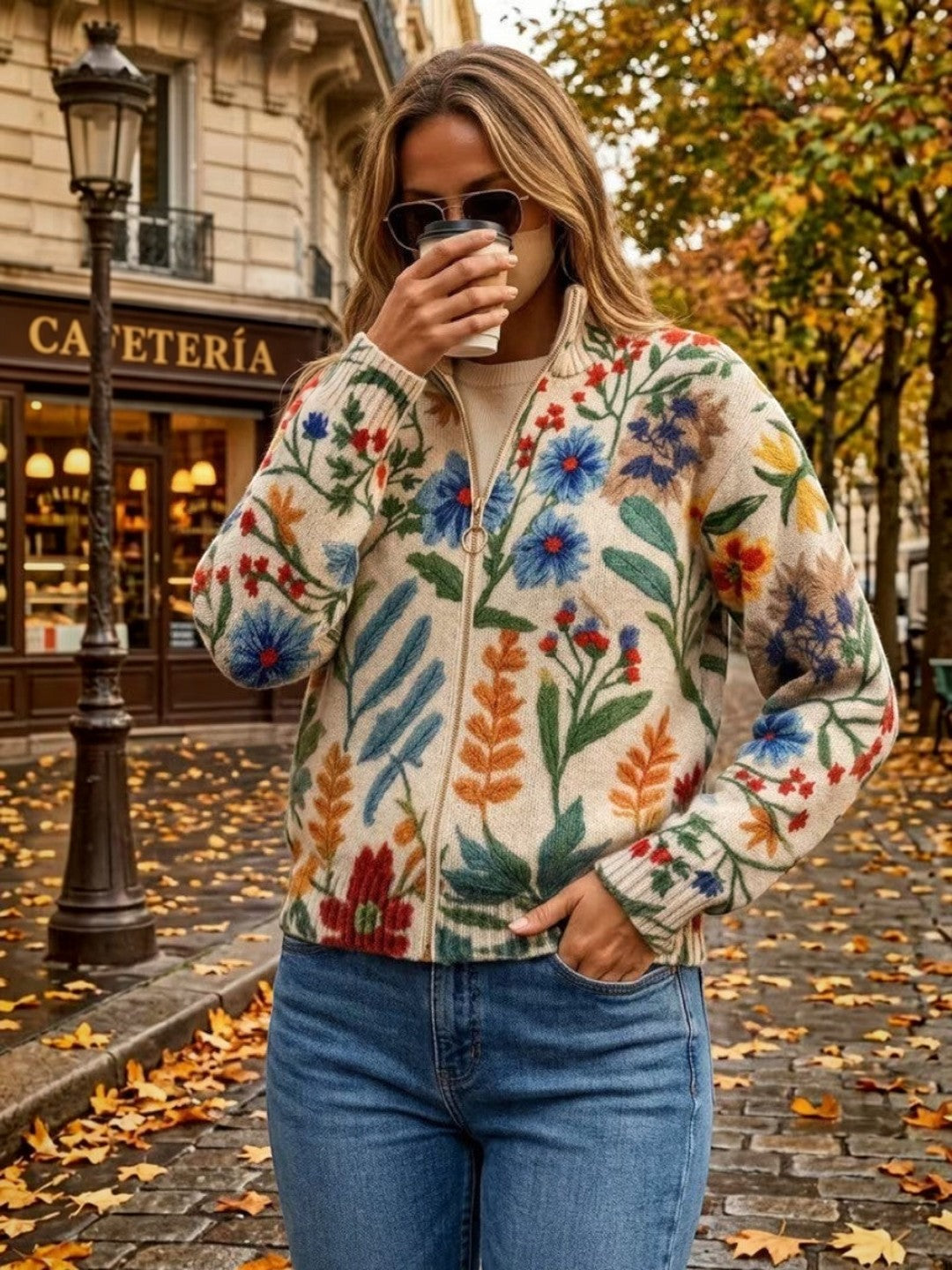 Xiana | Cárdigan con estampado floral botánico
