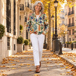 Xiana | Cárdigan con estampado floral botánico, en la calle