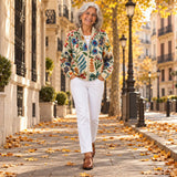 Xiana | Cárdigan con estampado floral botánico, en la calle