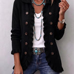 Yaiza | Chaqueta de punto de canalé negra con volantes