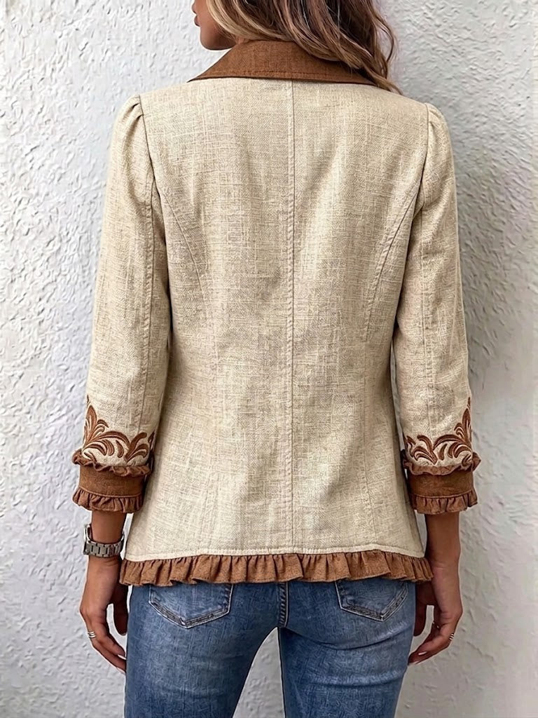 Yanira | Chaqueta bordada bohemia vintage con volantes