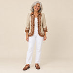 Yanira | Chaqueta bordada bohemia vintage con volantes, vista de frente