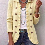 Zahara | Chaqueta de punto de canalé crema con volantes