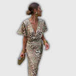 Zaida Reyes | Vestido midi cobrizo