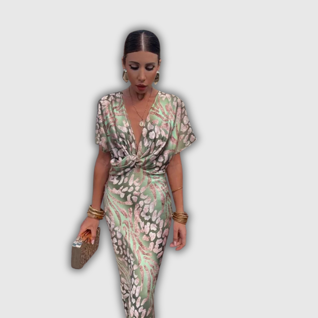 Zaida Reyes | Vestido midi cobrizo