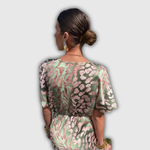 Zaida Reyes | Vestido midi cobrizo