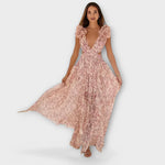 Zaira | Vestido largo con volantes y abertura