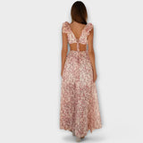 Zaira | Vestido largo con volantes y abertura