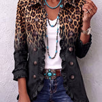 Zuriñe | Blazer con volantes y estampado de leopardo degradado antracita
