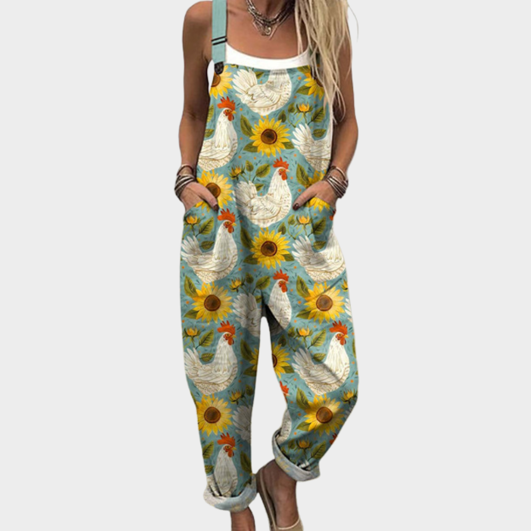Zuriñe | Peto con girasoles y gallinas