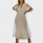 Zuriñe | Vestido midi con cuello en V y manga corta