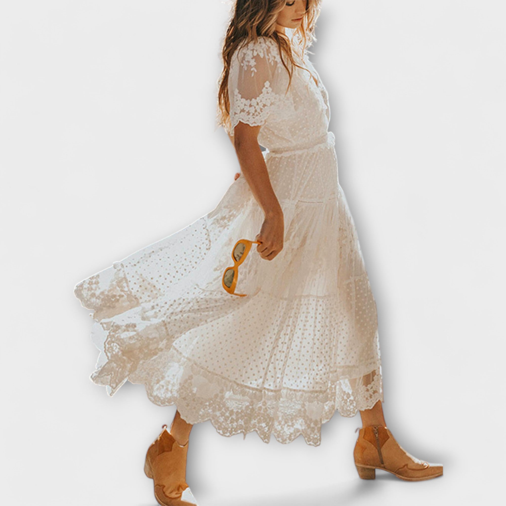 Zuriñe | Vestido midi con cuello en V y manga corta