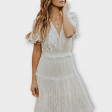 Zuriñe | Vestido midi con cuello en V y manga corta